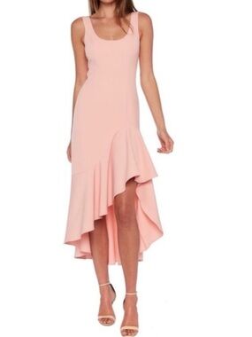 NWT BARDOT | Esther Frill Sleeveless High-Low Ruffle Dress in Peachy Pink Sz. 8
